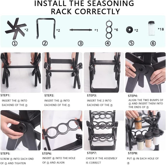 Spice Rack Organizer With 18 Spice Jars